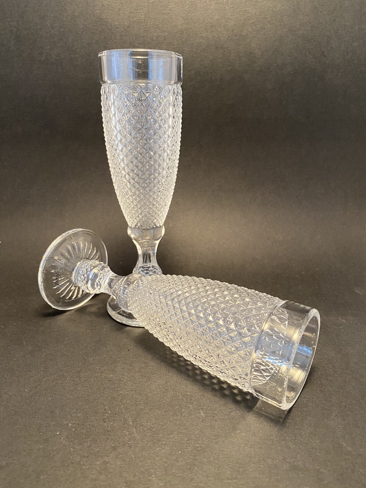 HOBNAIL DIAMOND CHAMPAGNE PRESECCO CAVA FLUTE GLASSES X2 eBay