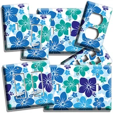 BLUE HAWAIIAN HIBISCUS FLOWERS LIGHT SWITCH OUTLETS BABY BOY NURSERY ROOM DECOR