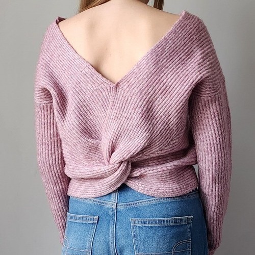 Angel of the North Pink Knot Back Sweater XS Wool Blend Anthropologie - Picture 3 of 7