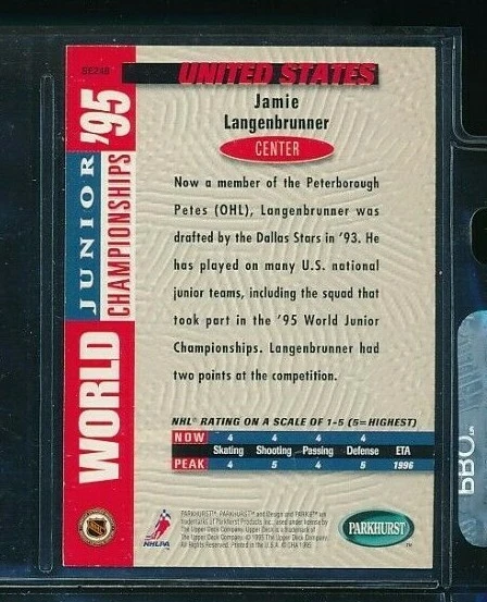 1995 Parkhurst #SE248 Jamie Langenbrunner Parkie Signed Autograph (AR21) SWSW6 - Image 2 of 2
