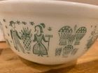 Vintage Pyrex Turquoise Amish Butterprint Mixing Bowl  2 1/2  Quart #403