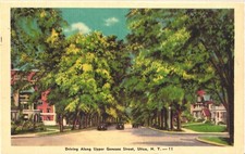 Utica New York Driving Along Upper Genesee Street Vintage Postcard