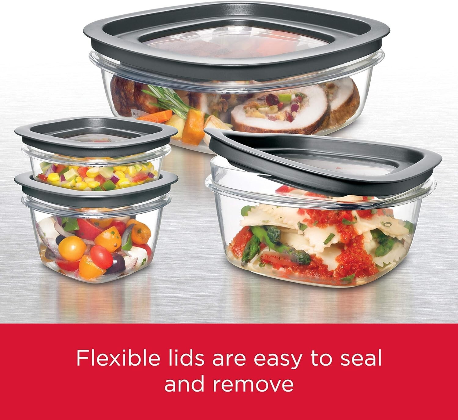 Food Storage Containers with Snap Bases for Easy Organization and Lids 28-Pieces