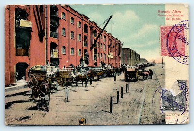 POSTKARTE BUENOS ARIES PORT DEPOSITOS FISCALES DEL PUERTO 1909 WINNIPEG ADRESSE