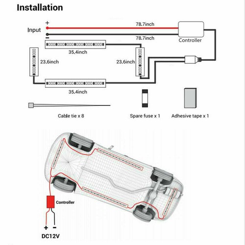 LED Unterbodenbeleuchtung RGB Auto Neon Underglow Atmosphäre Lichtleiste APP - Afbeelding 9 van 13