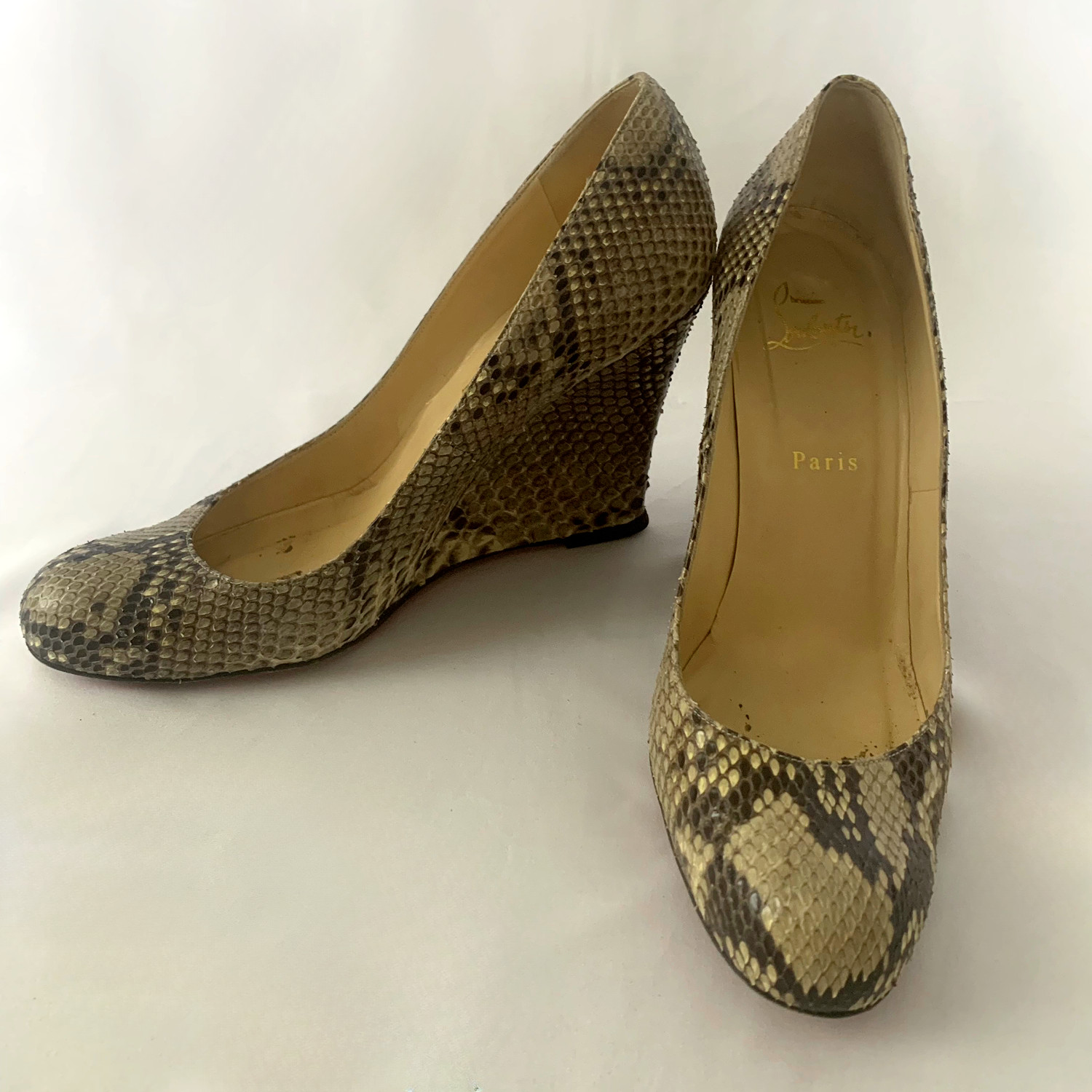 VGUC Authentic Christian Louboutin Python Ron Ron… - image 1