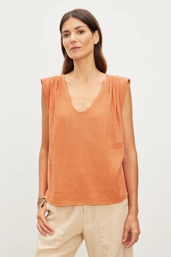 Blusa VELVET BY GRAHAM & SPENCER Jayla Azul Marino Algodón Gasa, Talla S - Imagen 9 de 12