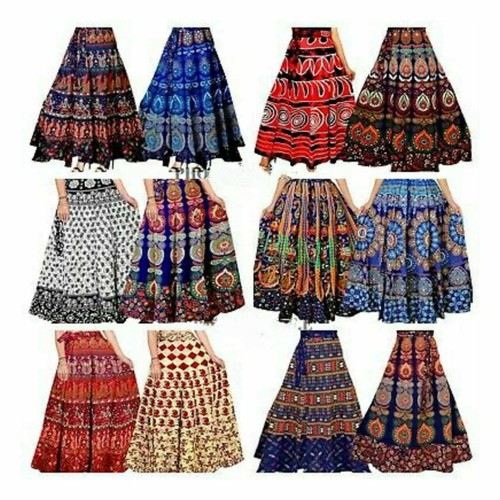 Wholesale lots Indian Women Cotton Printed Long Skirt Wrap Around Hippie