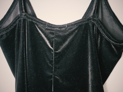 Brandy Melville Black Velvet cropped top one size - The Perfect Black Cami Top - Picture 5 of 7