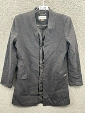 Calvin Klein Blazer Womens 8 Gray Black Open Front Long Jacket Quiet Luxury