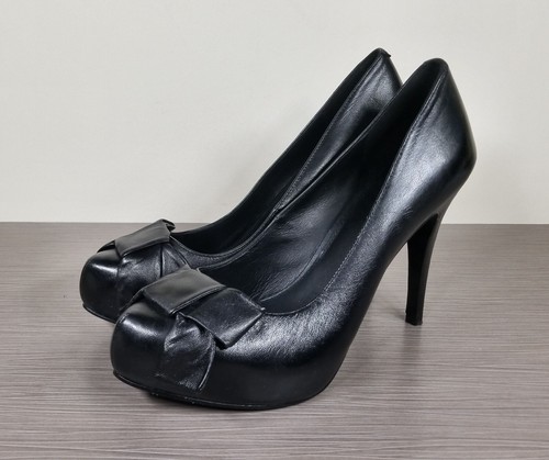 Pelle Moda High Heel Platform Pump, Black Leather, Womens Size 7.5 M - Picture 3 of 10