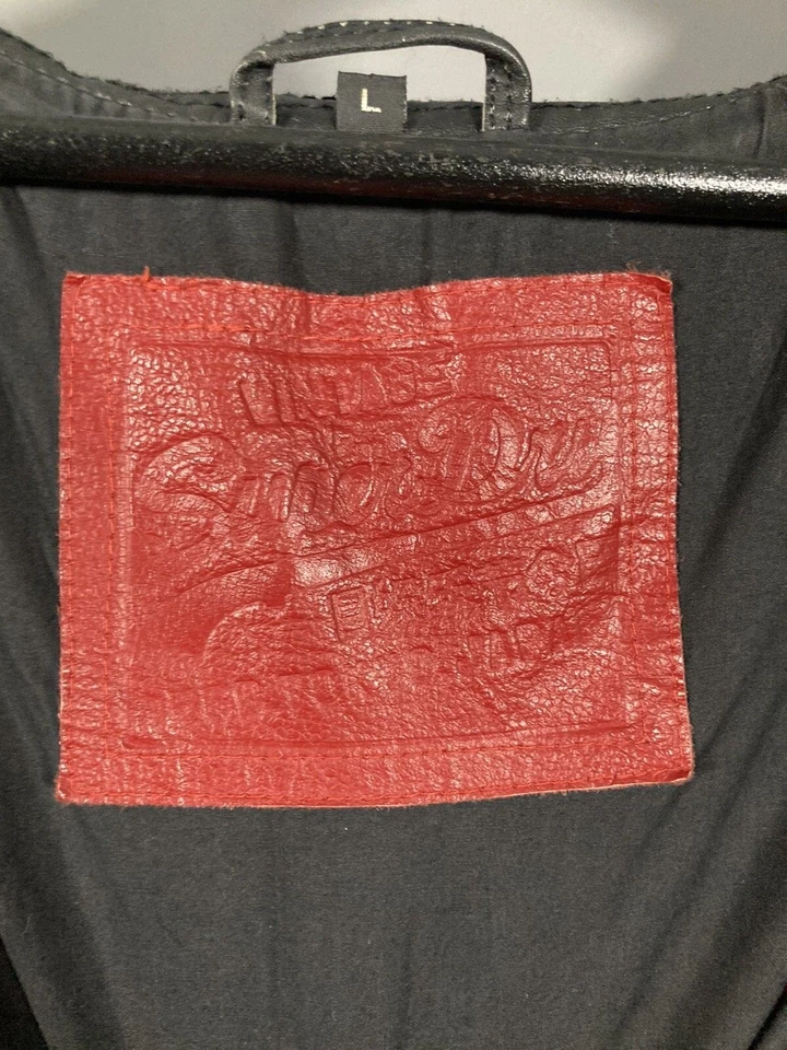 SUPERDRY LEATHER BOMBER Jacket - Size Large - Black - Good Condition - Men’s - Image 2 of 4