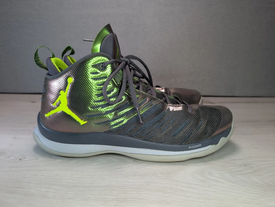 Nike Jordan Super Fly 5 Hombres Gris Oscuro Volt Antracita Zapatos Talla 10.5 Foto 2 de 4