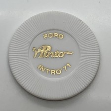 Ford Pinto Intro Casino Poker Advertising Chip - White - 1971
