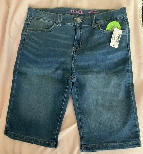 Place Girls Skimmer Shorts Pockets Adjustable Waist Blue Size 14