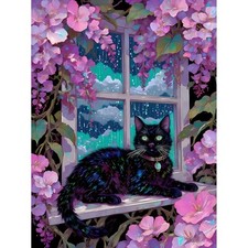 5D Cat Diamond Art Kits for Adults, Black Cat Diamond Painting Kits DPK-ZH036