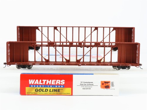 Coche plano escala HO Walthers 932-24135 TTX 72' viga central paquete de 2 RTR | Condition: Used
