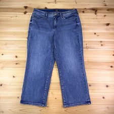 NYDJ Jeans Womens 10P Cool Embrace Lift Tuck Cropped Capri Denim Blue Jeans