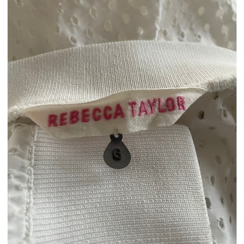 Chaqueta Bomber Rebecca Taylor Corte Láser Blanca Manga Larga con Cremallera Talla 6 - Imagen 9 de 9