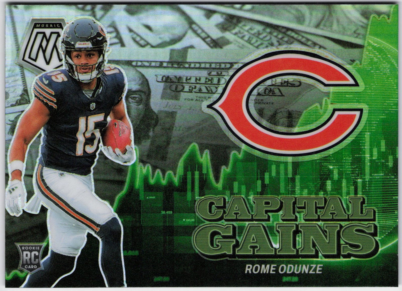 2024 Panini Mosaic #16 Rome Odunze Capital Gains Silver RC