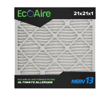 Eco-Aire 21x21x1 MERV 13, Pleated Air Filter, 21x21x1, Box of 6