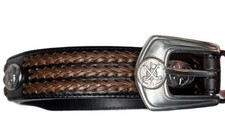 Vintage Sentry Brown Leather Belt Silver Golf Ball Club Concho size 34