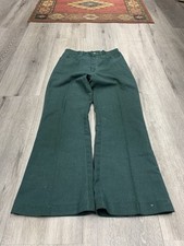 Vintage 1970s Sears Poly Blend Twill Evergreen Flared Trousers Size 26