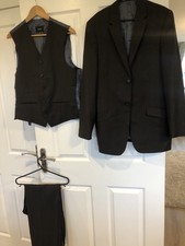 Mens NEXT Pinstripe  3 Piece Suit Fit Size 32R W 36R Ch And Waistcoat