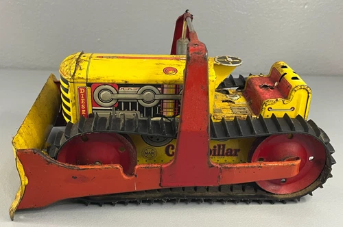 Vtg Tin Litho Toy Marx Heavy Duty Caterpillar Does Not Wind, READ