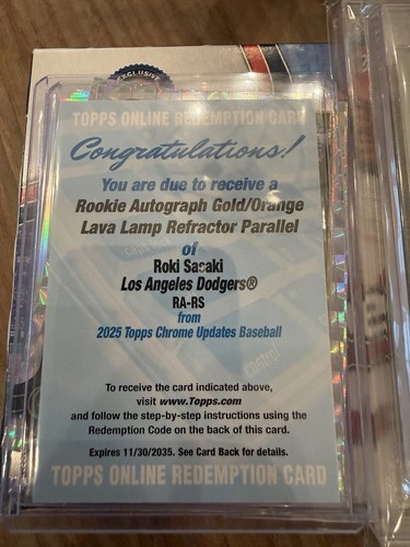 Roki Sasaki [Gold Orange] #RA-RS 2025 Topps Chrome Update Rookie Lava Autograph card