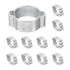 12Pcs Double Ear Hose Clamp, Adjustable 13-15mm 304 Stainless Steel O Clip Crimp