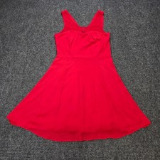 Express Fit & Flare Cocktail Dress Sleeveless Women's Size 6 Red Side Zip Mesh