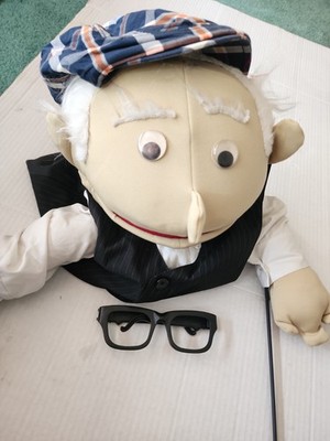 Old Man/ Grandpa  Half Body Hand Puppet No Brandtag With Hat And Glasses