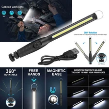 2 x Portable COB LED Work Light Car Garage Mechanic USB Rechargeable Torch Lamp