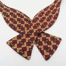 R Hanauer Bow Tie Red Black Polka Dot 2.5" Wide Self Tie Silk USA