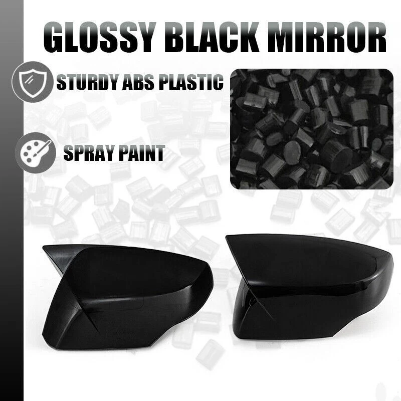 For Subaru Crosstrek Forester Impreza XV Side Rearview Mirror Cover Gloss Black - Image 3 of 4