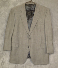 Jos A Bank Mens Gray Suit Jacket Coat 48R 100 Wool Houndstooth 2 Button Notch