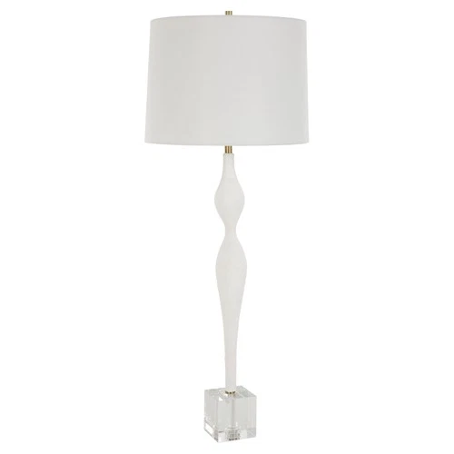 Uttermost Helena Slender White Table Lamp - 36"H, Shade 10"H x 14"Dia - Picture 4 of 7