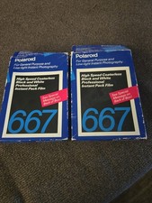 Polaroid 667 Instant Film Black/White ISO3000 Lot of 2 Boxes. Expired 1993. Q16
