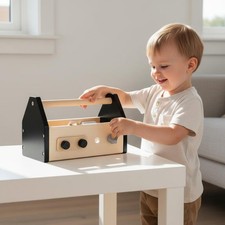 Wooden Toy Toolbox Hands-On Activity Kids Carpenter Tool Set for Toddlers
