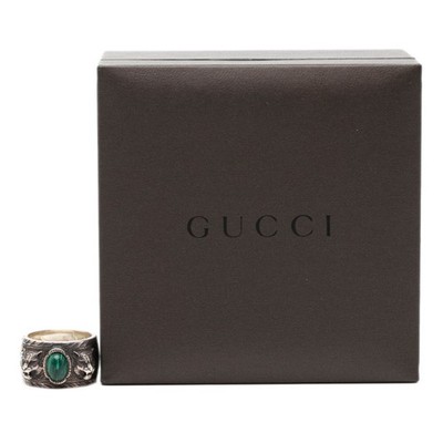 GUCCI　ガーデンリング　23号 Gucci Tiger Head Garden Ring, Size 23, Silver, Green, SV925, Malac