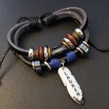 Lauren Personalized Boho Bracelet Leather Stack Hippie Indie Name Yin Yang Swirl