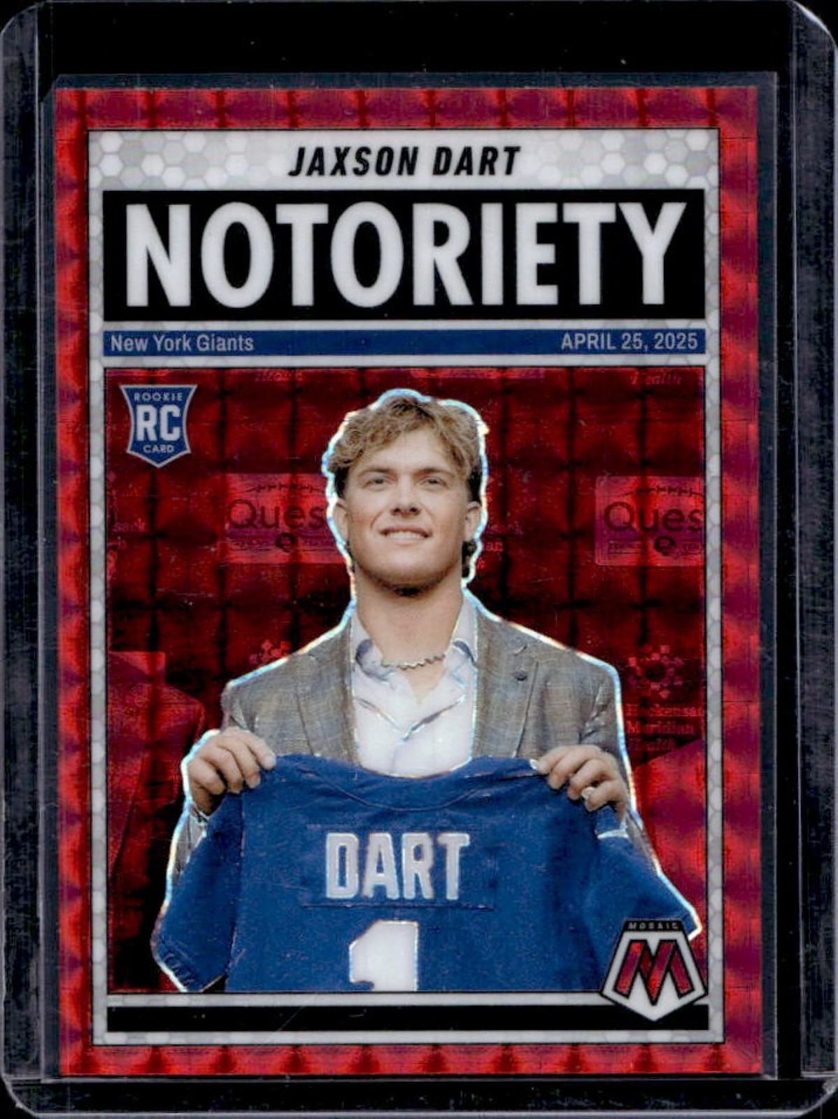 2025 Mosaic Jaxson Dart Notoriety RC Red Prizm Rookie #11 Giants