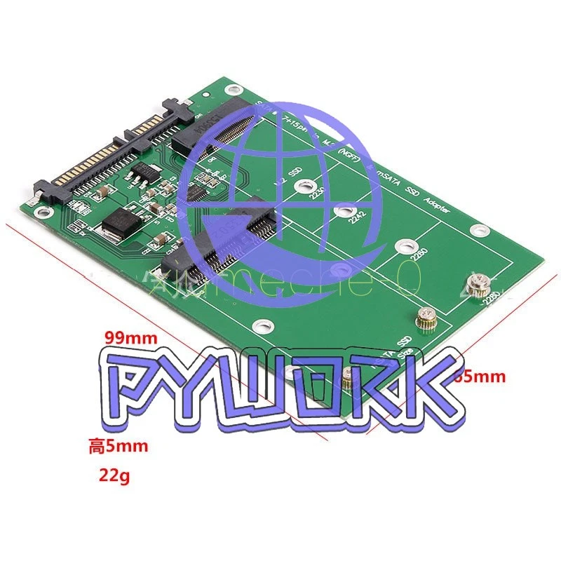 mSATA SSD to SATA M.2 B / B+M KEY NGFF & 2.5" III Board Adapter Converter Card M - Image 2 of 4