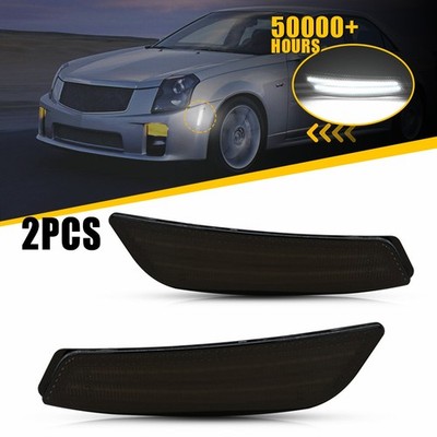 Smoked White Front Fender Side Marker Lights Lamps For 03-07 Cadillac CTS CTS V