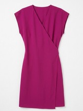 Everlane Japanese GoWeave Magenta Red Wrap Midi Dress V Neck Sleeveless Size 14