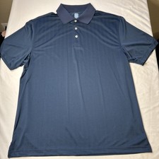 PGA Tour Men's Blue Striped Polo Golf Shirt Size XL Short Sleeve RN 37763