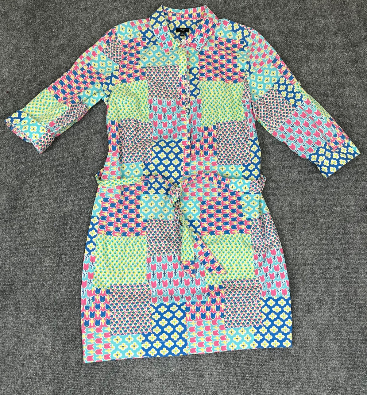 Talbots Petites Multicolor Tulip Patchwork  Shirt… - image 1