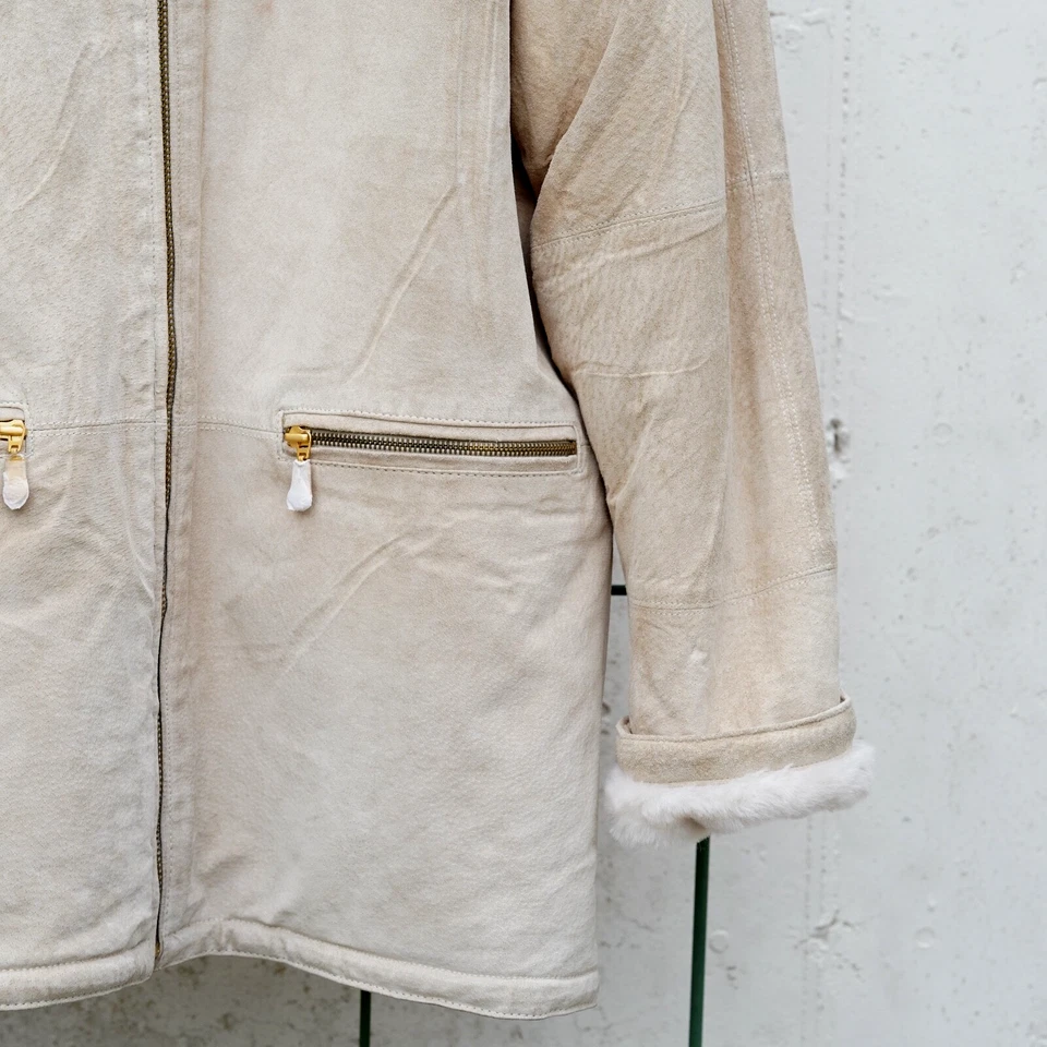 Abrigo Chaqueta De Colección Gamuza Cuero Imitación Piel de Oveja Reversible Tostado WINLIT NY Damas L Foto 3 de 4