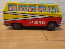 Kindergarten bus toy, metal, Ichiko, tin, Showa retro